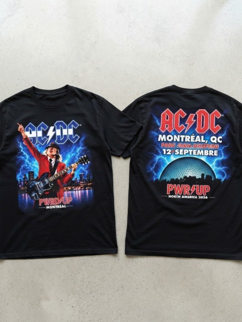 AC/DC Montreal QC Event Tee Parc Jean Drapeau 2026 Black T-Shirt S-4XL